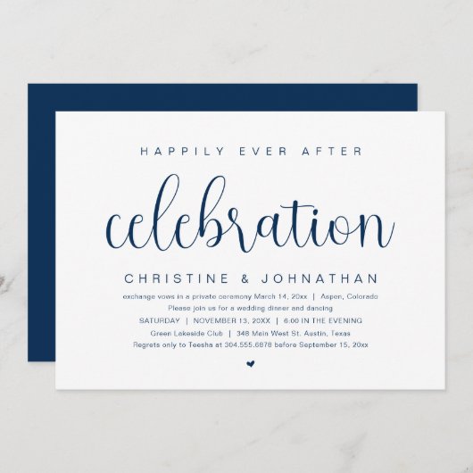 Trouwvlucht, 'Happily Ever After'-viering Kaart (Voorkant / Achterkant)