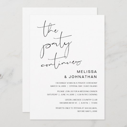 Trouwvlucht, Het Feest Gaat Door Kaart (Voorkant / Achterkant)