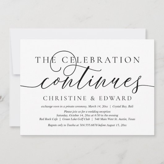 Trouwvlucht, Het Feest Gaat Door Uitnod Kaart (Voorkant)