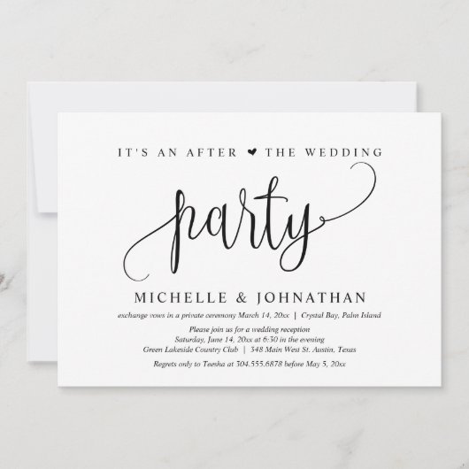 Trouwvlucht, het is een feest na het huwelijk kaart (Voorkant)