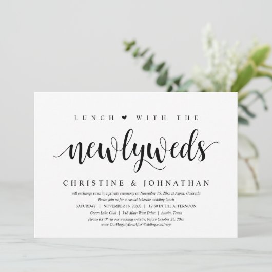 Trouwvlucht, Lunch Met De Pasgetrouwden Kaart (Staand voorkant)