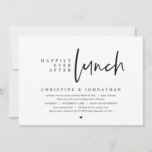 Trouwvlucht, Lunchfeest 'Happily Ever After' Kaart (Voorkant)