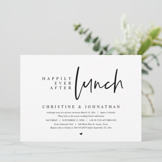 Trouwvlucht, Lunchfeest voor altijd gelukkig Kaart (Staand voorkant)