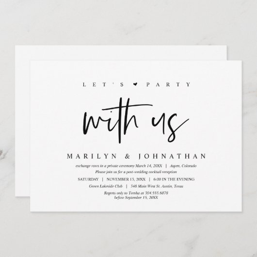 Trouwvlucht, modern, laten we feestvieren met ons kaart (Voorkant / Achterkant)