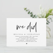 Trouwvlucht, Modern Minimalistisch, wij deden Kaart (Staand voorkant)