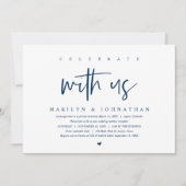 Trouwvlucht, modern, vier met ons feest kaart (Voorkant)