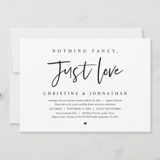 Trouwvlucht, Niets fancy, gewoon een uitnodiging u (Voorkant)