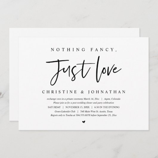 Trouwvlucht, Niets fancy, gewoon een uitnodiging u (Voorkant / Achterkant)