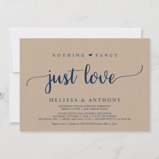 Trouwvlucht, Niets fancy gewoon liefde, kraft  Kaart (Voorkant)