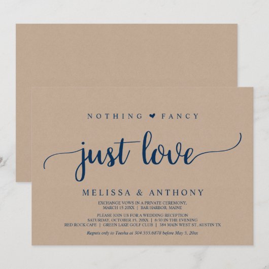 Trouwvlucht, Niets gewoons, gewoon liefde, kraft  Kaart (Voorkant / Achterkant)