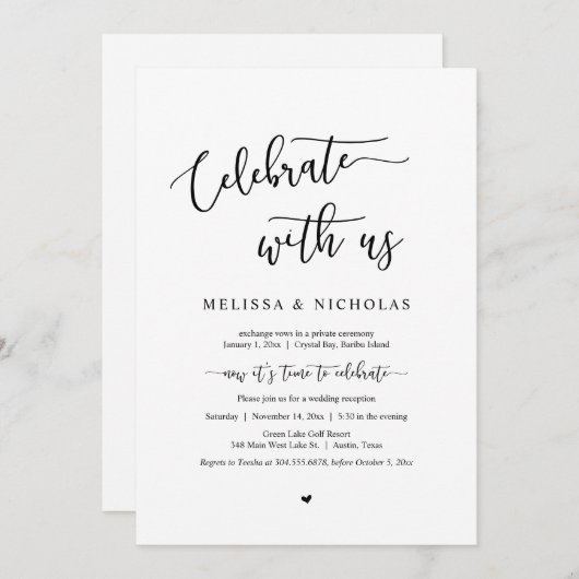 Trouwvlucht, Vier het met ons, Informele stijl Kaart (Voorkant / Achterkant)