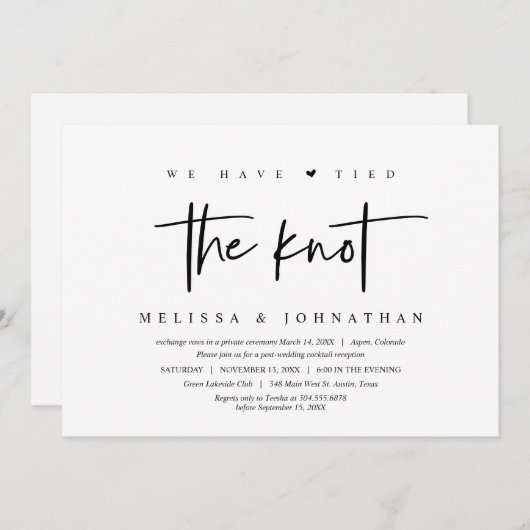 Trouwvlucht, we zijn getrouwd kaart (Voorkant / Achterkant)