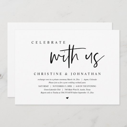 Trouwvluchtfeest, vier het met ons kaart (Voorkant / Achterkant)