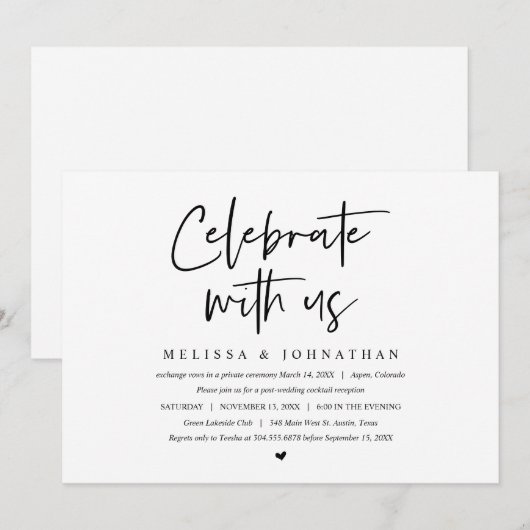 Trouwvluchtfeest, Vier het met ons mee Kaart (Voorkant / Achterkant)