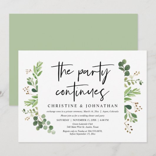 Trouwvluchtfeestviering gaat door kaart (Voorkant / Achterkant)