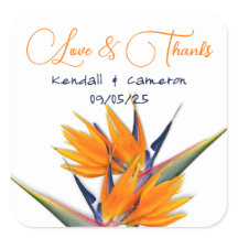 Trouwvogel van het paradijs bloemen dank u