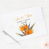 Trouwvogel van het paradijs bloemen dank u vierkante sticker (Envelop)