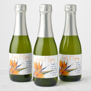 Trouwvogel van Paradijs Bloemen Bedankt Sparkling Wijnetiket