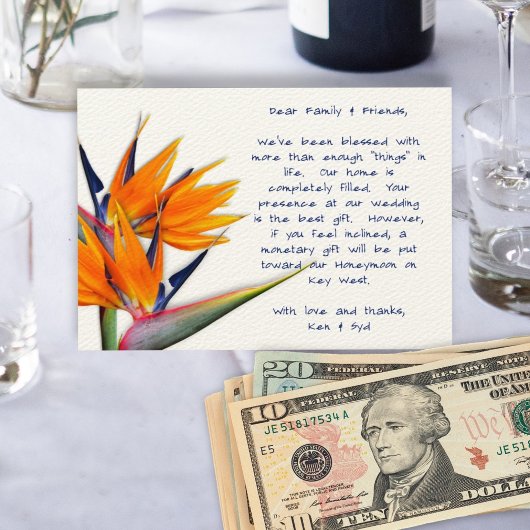 Trouwvogel van Paradijs Wensput Bruiloft Informatiekaartje