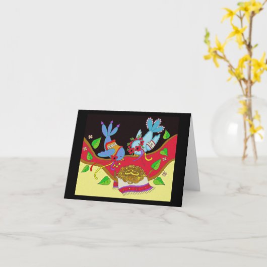 Trouwvogels Oekraïense volkskunst Kaart (Gele Bloem)