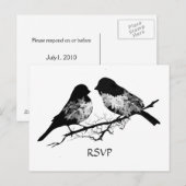 Trouwvogels Zwart Wit RSVP Uitnodiging Briefkaart (Voorkant / Achterkant)
