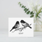 Trouwvogels Zwart Wit RSVP Uitnodiging Briefkaart (Staand voorkant)