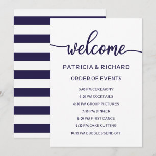 Trouwvolgorde Chic Navyblauw Schema Kaart