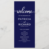 Trouwvolgorde Dienst Programma Navy Blauw Programmakaart (Voorkant)