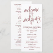 Trouwvolgorde Serviceprogramma Roze Gouden Script Programmakaart (Voorkant / Achterkant)