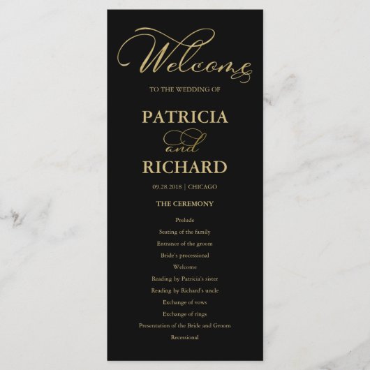 Trouwvolgorde van de eredienst Ceremonie Programma Programmakaart (Voorkant)