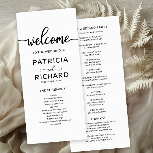 Trouwvolgorde van de eredienst Ceremonie Programma Programmakaart