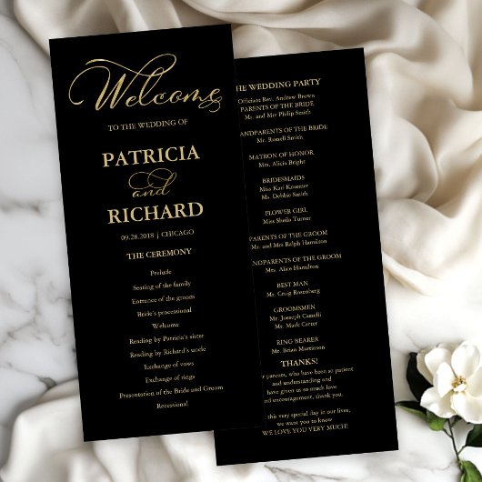 Trouwvolgorde van de eredienst Ceremonieprogramma Programmakaart