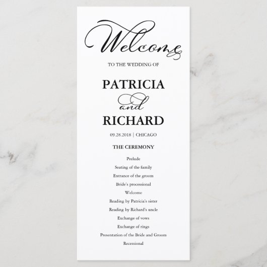 Trouwvolgorde van de eredienst Eerlijk programma Programmakaart (Voorkant)