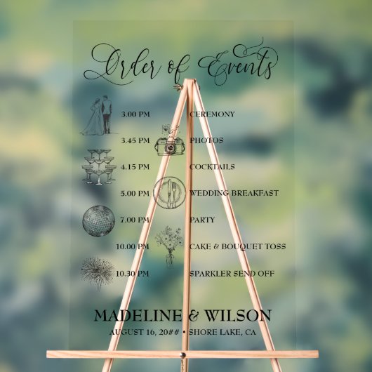 Trouwvolgorde van evenementen Iconen Kalligrafie D Acryl Bord (Neutraal)