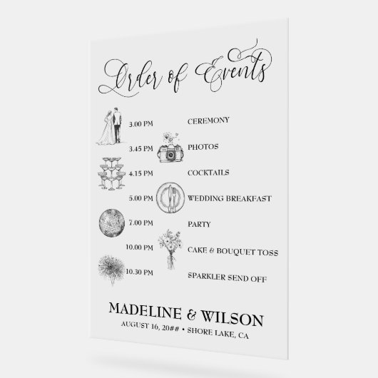 Trouwvolgorde van evenementen Iconen Kalligrafie D Acryl Bord (Hoek)