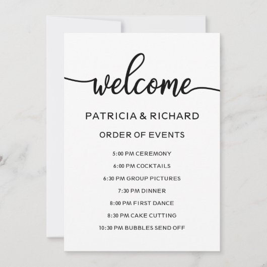 Trouwvolgorde van gebeurtenissen Tijdschema Planni Kaart (Voorkant)