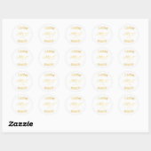 Trouwwarme Golden Leaves Initialen met datum Ronde Sticker (Vel)