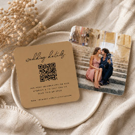 Trouwwebsite Bijlagekaart | Gouden QR-code RSVP Informatiekaartje