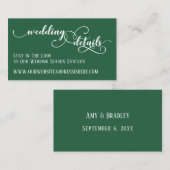 Trouwwebsite Details Elegant Script Leaf Groen Informatiekaartje (Voorkant / Achterkant)