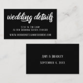 Trouwwebsite Details in Elegant Script, Zwart Informatiekaartje (Voorkant / Achterkant)