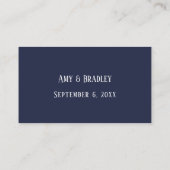 Trouwwebsite Details in Elegante Script, Navy Informatiekaartje (Achterkant)