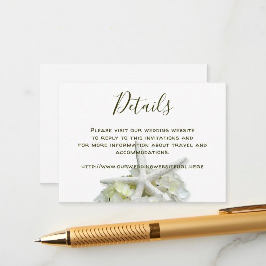 Trouwwebsite-details Tuin aan Zee Wit Informatiekaartje (Voorkant / Achterkant in situ)