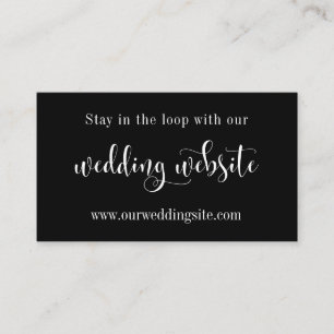 Trouwwebsite, Elegant Modern Schrift op Zwart Informatiekaartje