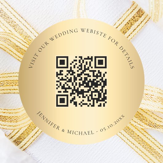 Trouwwebsite goud QR details informatie rsvp Ronde Sticker