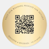 Trouwwebsite goud QR details informatie rsvp Ronde Sticker (Voorkant)