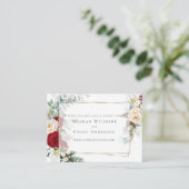 Trouwwebsite | Ivoren Bourgogne pioenroos bloemen Informatiekaartje (Staand voorkant)