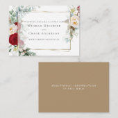 Trouwwebsite | Ivoren Bourgogne pioenroos bloemen Informatiekaartje (Voorkant / Achterkant)