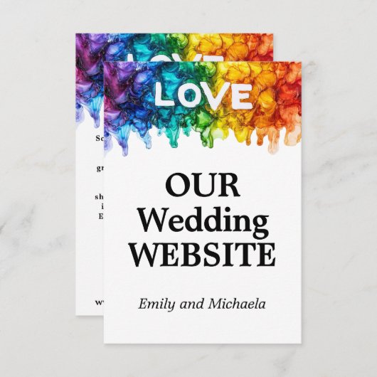 🌈 Trouwwebsite LGBTQ geschilderd met liefde Informatiekaartje (Voorkant / Achterkant)