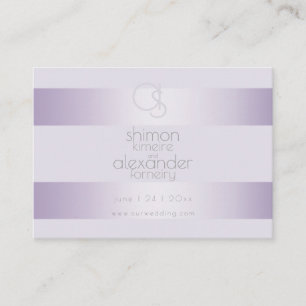 Trouwwebsite   Lila Shimmer Stripes Monogram Visitekaartje