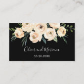 Trouwwebsite met bloemmotief in beige, roze en zwa informatiekaartje (Achterkant)